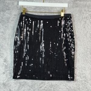 Betsey Johnson Black Sequins Holiday New Years Evening Party Mini Skirt Large